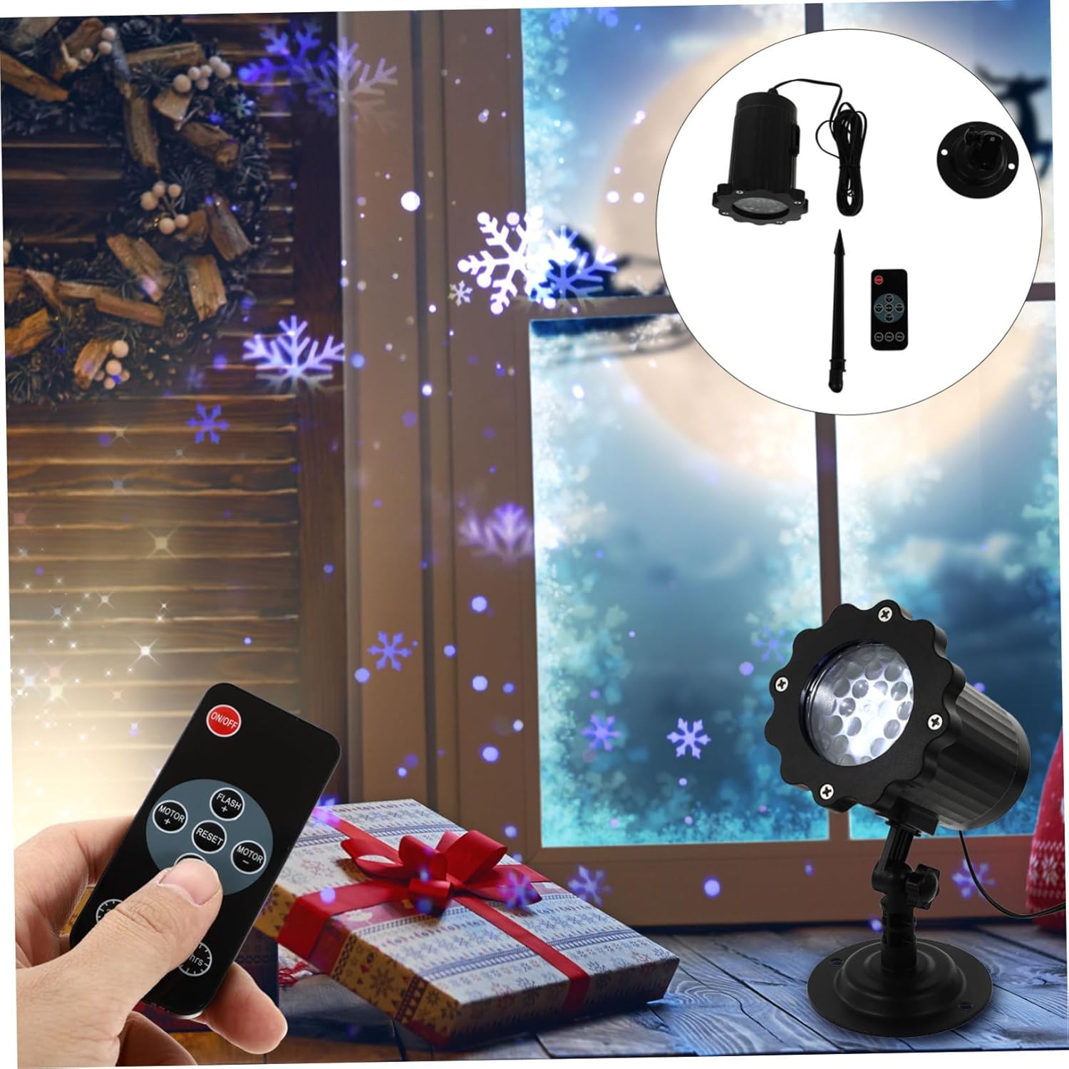 Balacoo 1Pc Christmas Snowflake Projector Light LED Atmosphere Lamp for Indoor Outdoor Use Creative Winter Scene Decoration Snowflake Projection for Holiday