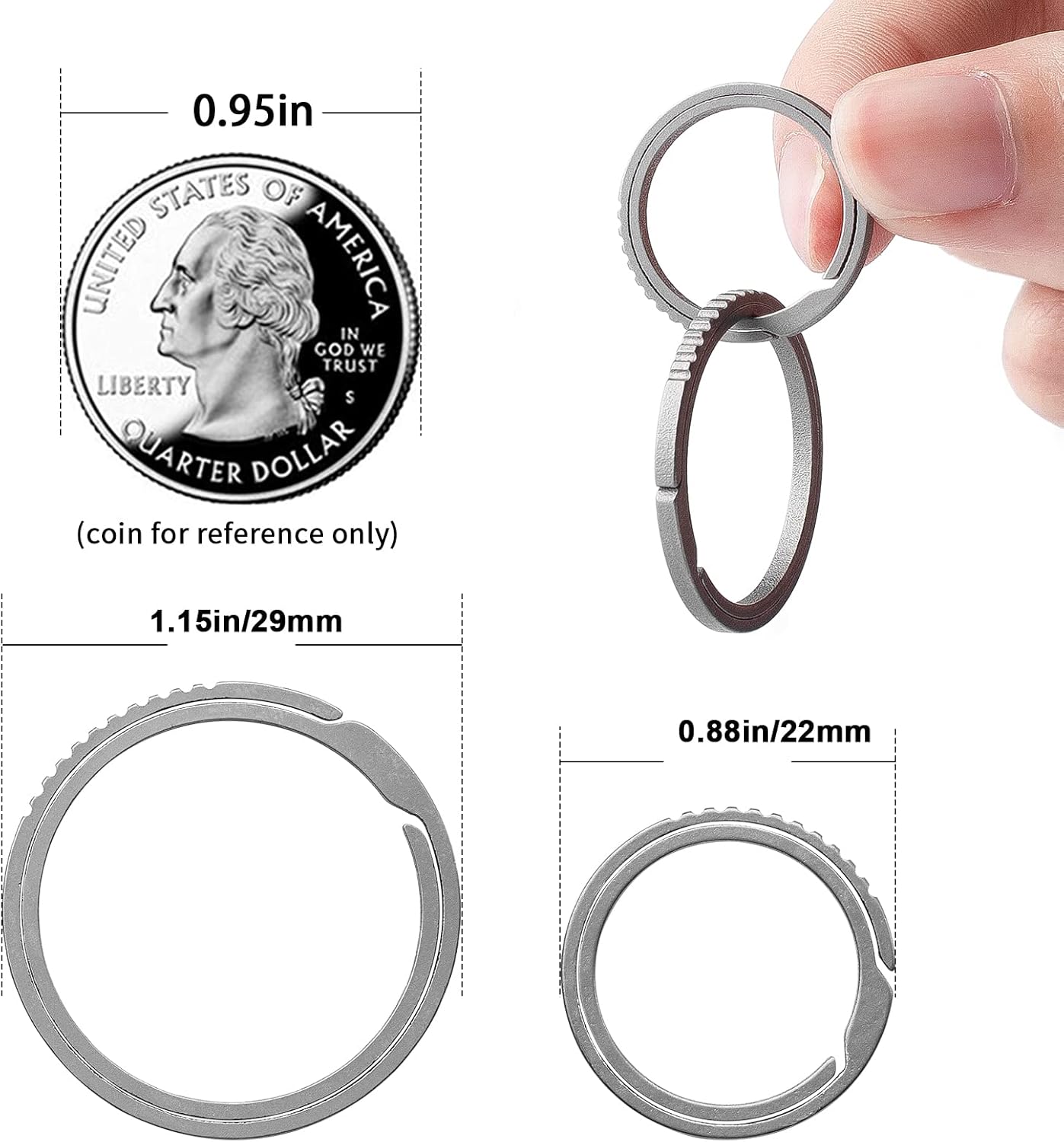 TISUR Titanium Pocket Pry Bar Key Rings for Keychains