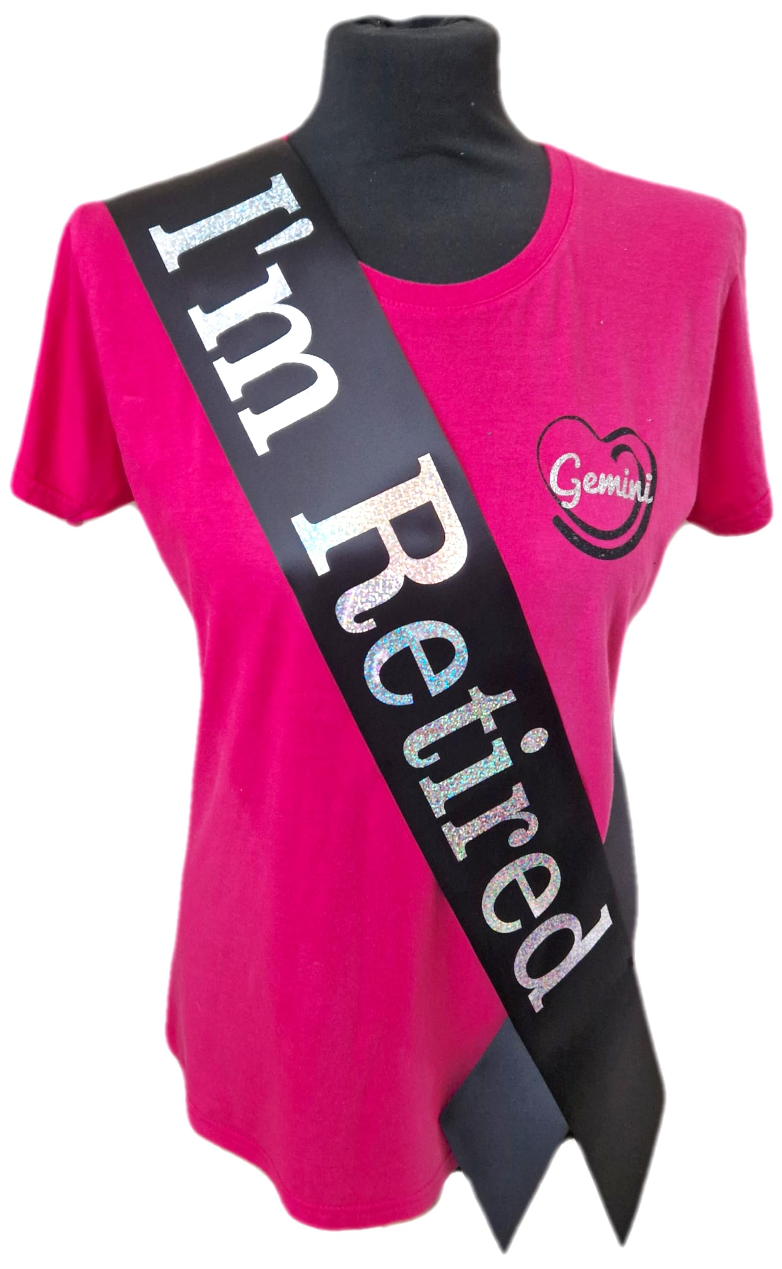 Retirement Sash - I’m Retired Birthday Sash - Beautiful Quality White Ribbon and Holographic Rainbow Font Retirement Sash