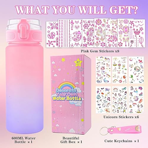 Miniatura 2 de Regalos de Navidad para niñas de 5, 6, 7, 8, 9, 10, 11 años, decora tus propios kits de botellas de agua para niñas, divertidos biberones de