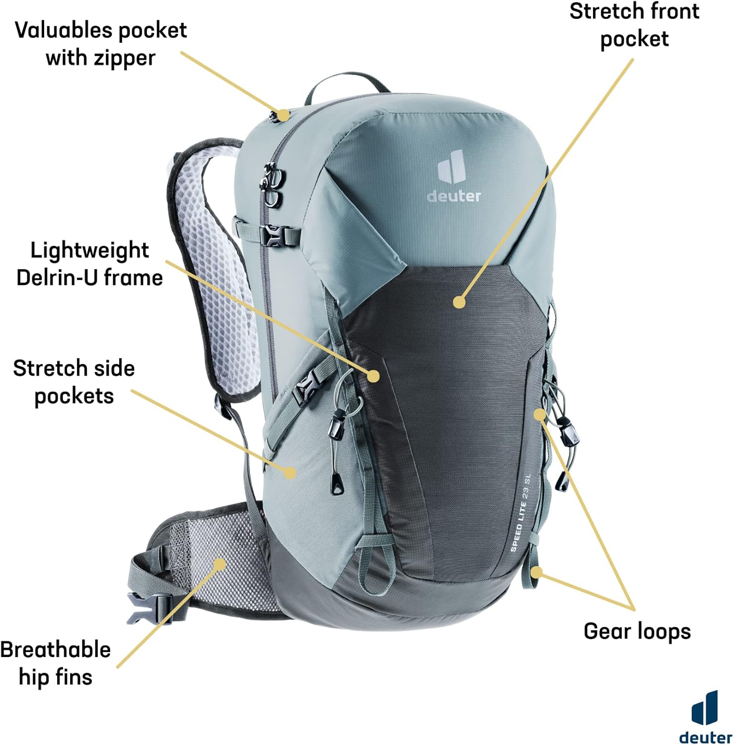 Deuter Speed Lite 23L SL Women’s Fit Hiking Backpack - Shale-Graphite