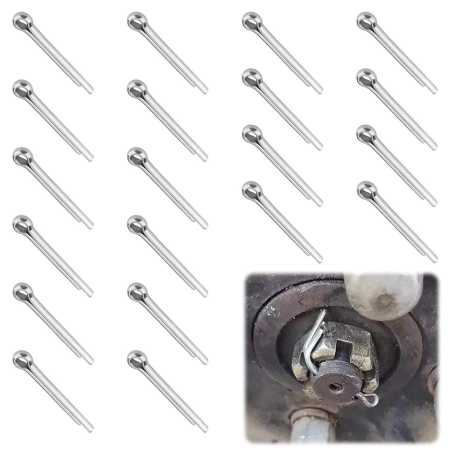 Marine Propeller Nut Cotter Pins, Stainless Steel M4 x 50mm, Compatible with Yamaha F150 F200 F300, Suzuki DF140A DF250A DF300B, Johnson Evinrude Outboard Engines, Durable Boat Accessories (20)