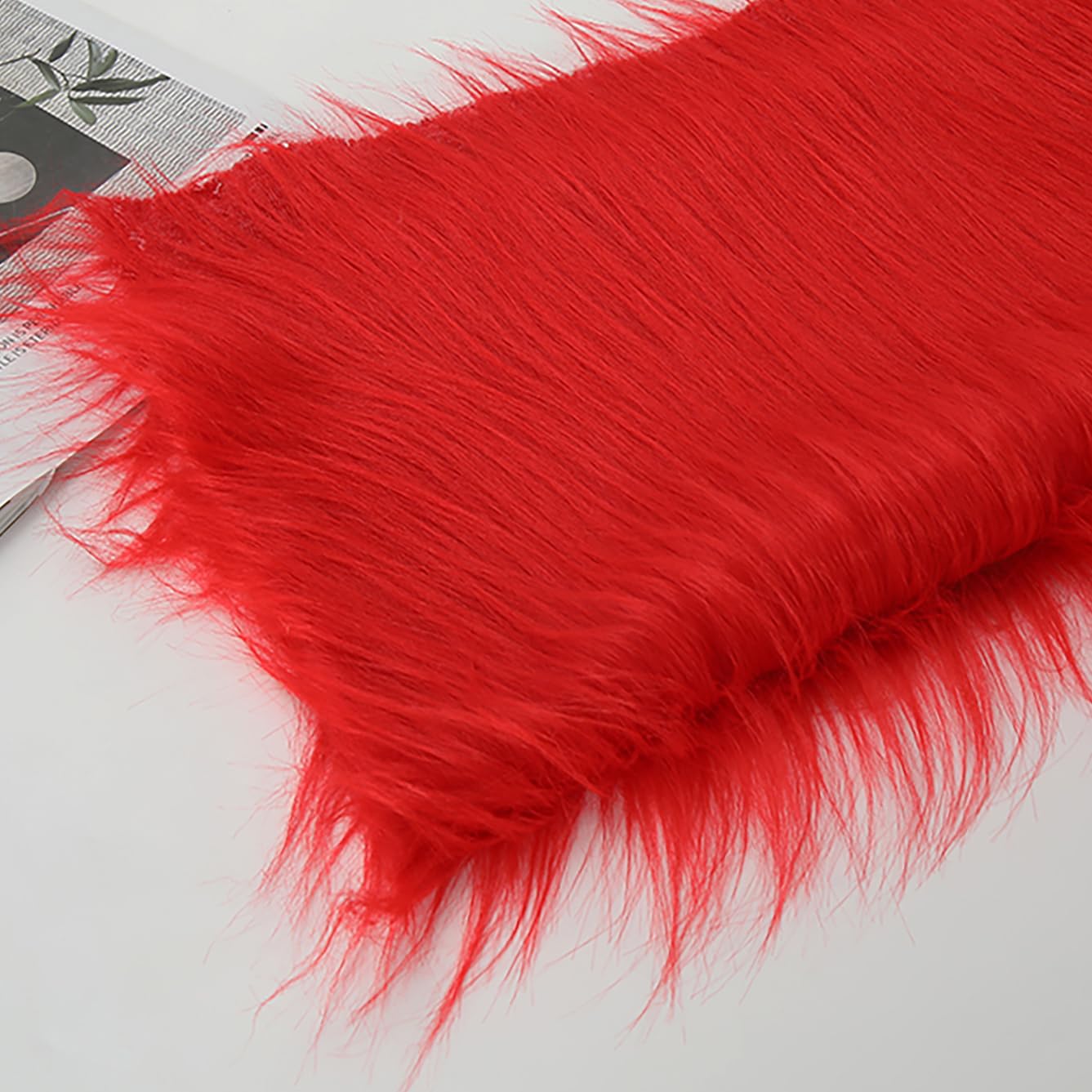 Long Pile 12cm Faux Fur Fabric Fluffy Furry Plush Material for Gnomes Beard Santa Claus Hair Christmas Decoration Dwarf Cosplay Costume DIY Craft 50 Colors(Size:180x50cm,Color:red)