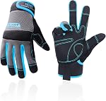HANDLANDY Gants de travail Hommes & Femmes, Gants de travail mécaniques de sécurité des services publics écran tactile, Gant de travail respirant souple (M, noir)