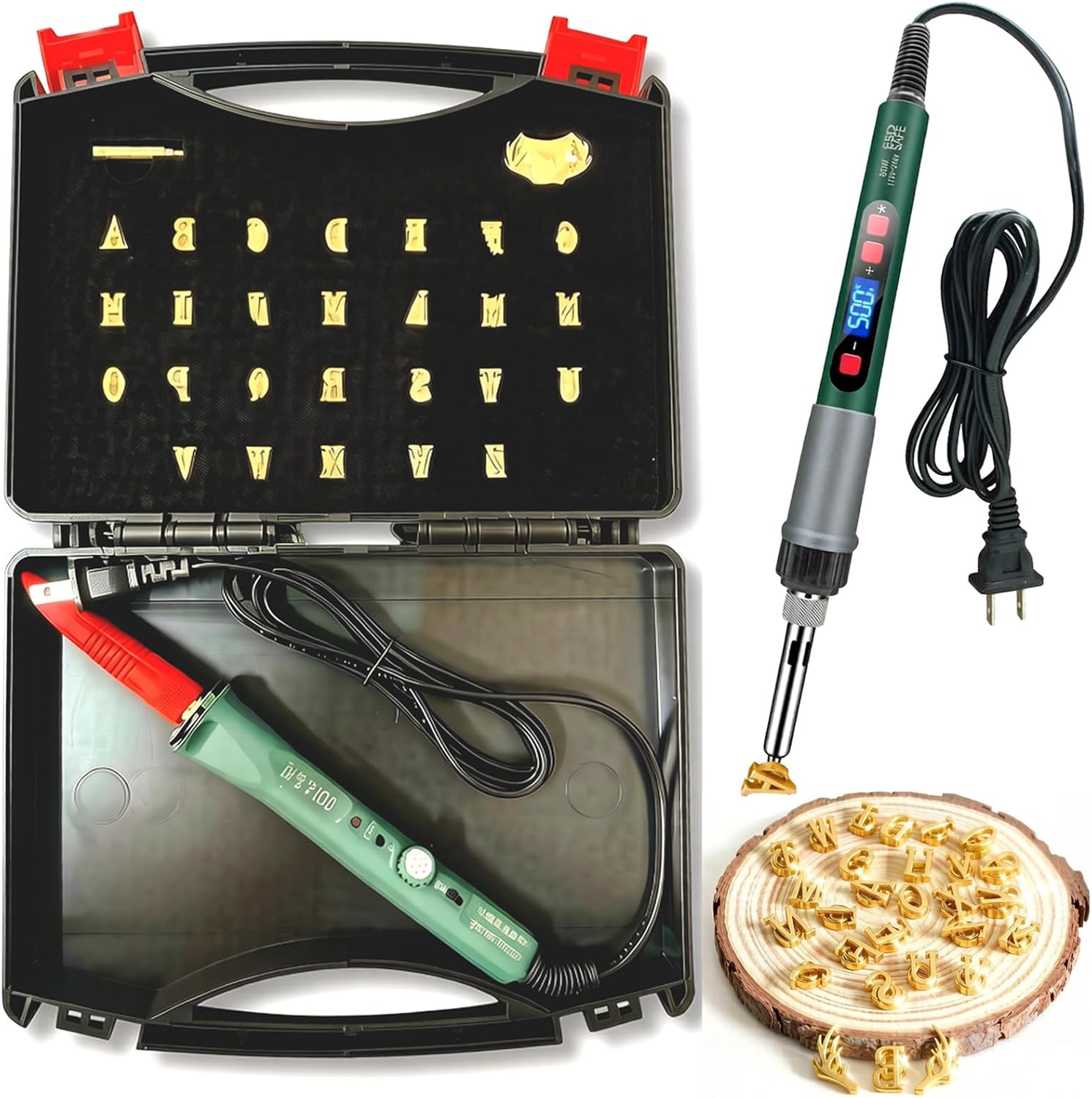 Electric Branding Iron Kit for Food, 80W with Digital Temperature Display, 26 Brass Letter Stamps for Wood, Leather, Food, BBQ