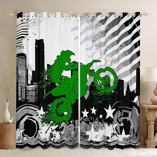 Miniatura 13 de Feelyou Cortinas opacas azules de coche de carreras, cortinas opacas para niños y niñas, cortinas de ventana de auto de carreras, tratamiento de