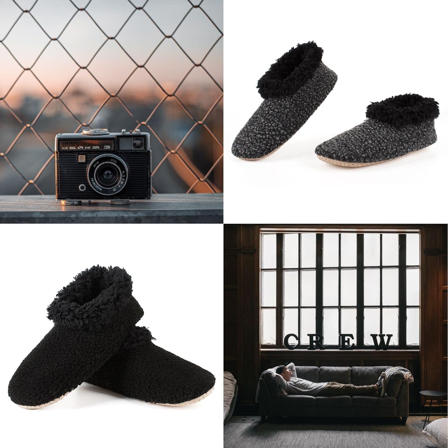 Cozylook 2-Pack Men's Soft Sole Slippers Indoor with Non Slip Grippy Soles, Warm Fuzzy House Slipper Socks for Indoor Comfort - Image 6