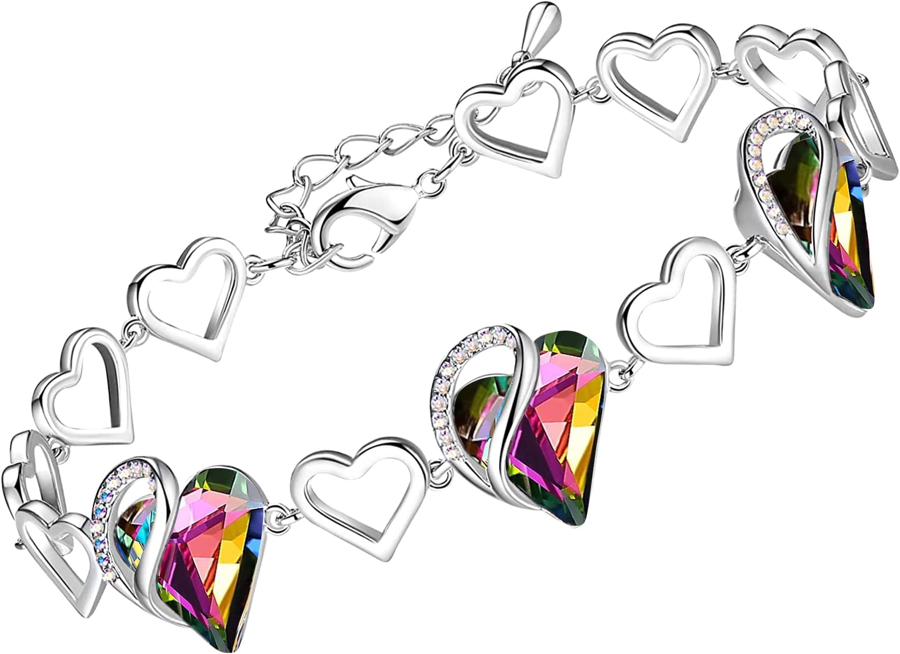 Mother's Day Bracelet, Infinity Love November Birthstone Heart Crystal Link Bracelet, Golden Yellow Shade, Silver-Tone Jewelry for Wife Mom Her, 7" + 2" Adjustable Chain