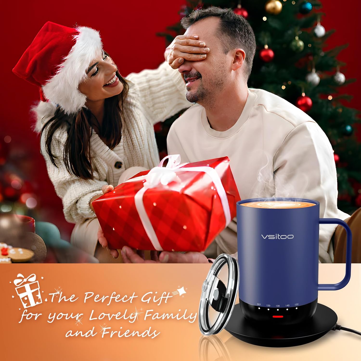 VSITOO S3 Pro 16oz Smart Self Heating Coffee Mug,Heated Coffee Mug with Auto-Sensing AI Heats Drinks to 120-150°F Hands-Free.Perfect for Home/Office,Ideal Gift fo Men/Women, Blue