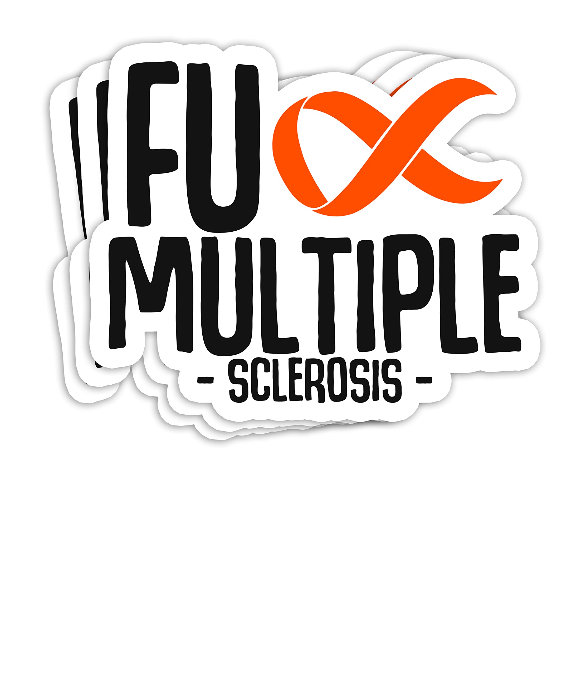 Fuck Multiple Sclerosis MS Support Ribbon 4x3 Decals Stickers for Laptop Window Car Bumper Helmet Water Bottle (Pack 3)