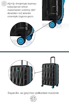 Louisiana Polo Large Size Suitcase, 77 cm Length, 47 cm Width, 30 cm Depth, 100 lt Volume, 25 kg Capacity, Waterproof, Easy to Clean Shell, Wheeled (Black)