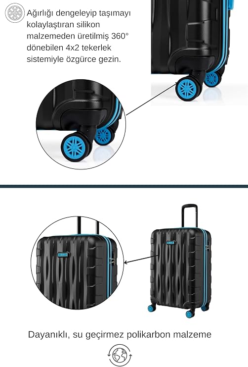 Louisiana Polo Large Size Suitcase, 77 cm Length, 47 cm Width, 30 cm Depth, 100 lt Volume, 25 kg Capacity, Waterproof, Easy to Clean Shell, Wheeled (Black)
