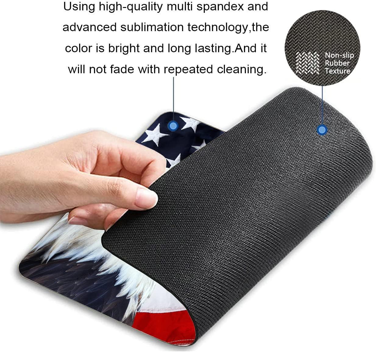 American Flag Mouse Pad, USA Bald Eagle Stars Customized Premium-Textured Mouse Mat,Washable Mousepads Non-Slip Rubber Base Small Mousepad, 9.5×7.9×0.12 inches image 2