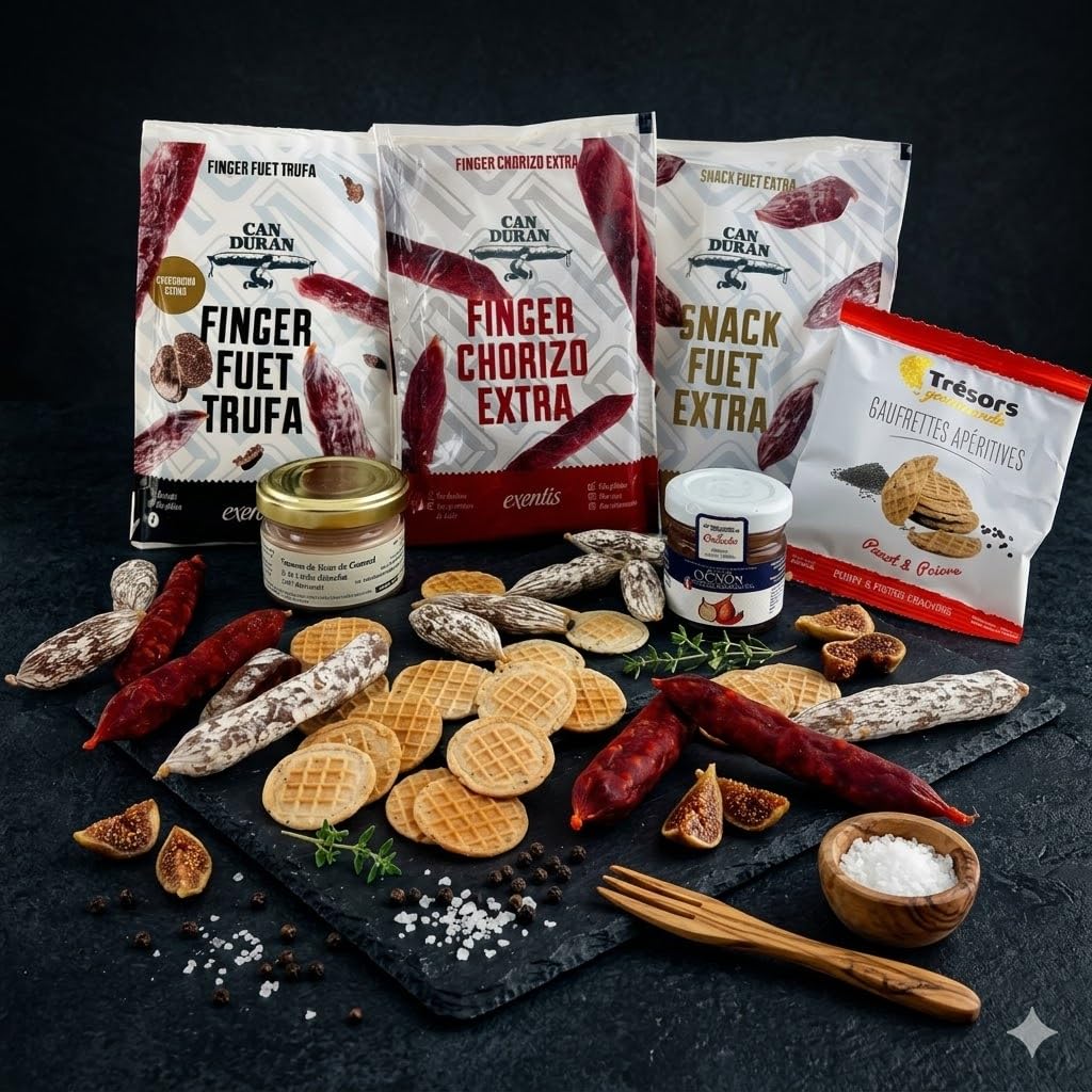 Coffret Charcuterie Apéro – Fuet, Chorizo, Snacks – Panier Gourmand Cadeau – Livraison 1 Jour