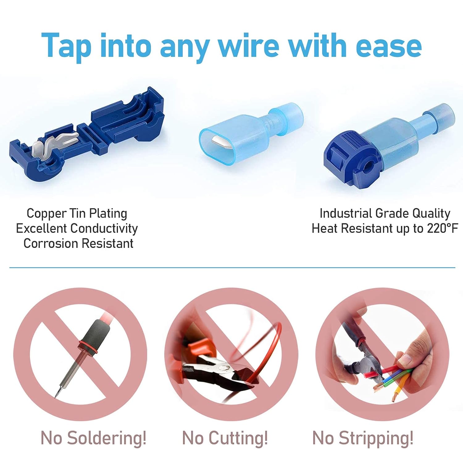 TICONN 120pcs T-Tap Wire Connectors+Crimping Tool for Heat Shrink Connectors