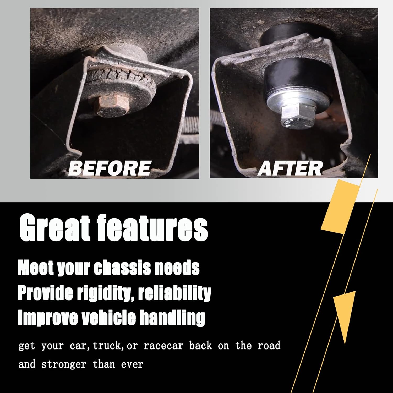 YMT 134-10005 Billet Aluminum Body Mount Bushings Kit compatible for Camaro for Nova for Chevy II 1968-1981, Reduce Chassis Flex (32PCS)