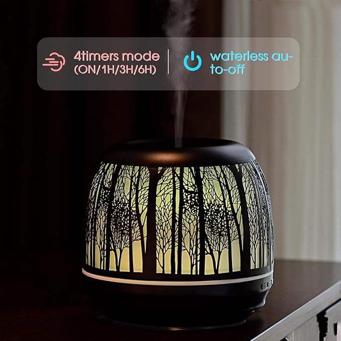 Difusor de Aromas Eléctrico Kakoda 500ML, Metal, Negro, con Luz LED miniatura 4