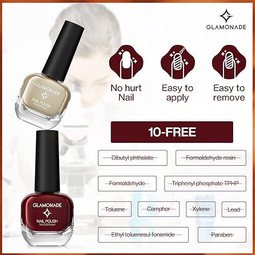 Miniatura 2 de Glamonade Juego de esmaltes de uñas  Esmalte de uñas a base de agua de colores mixtos 0.24 onzas, 6 colores, kit de esmalte de uñas de diseño