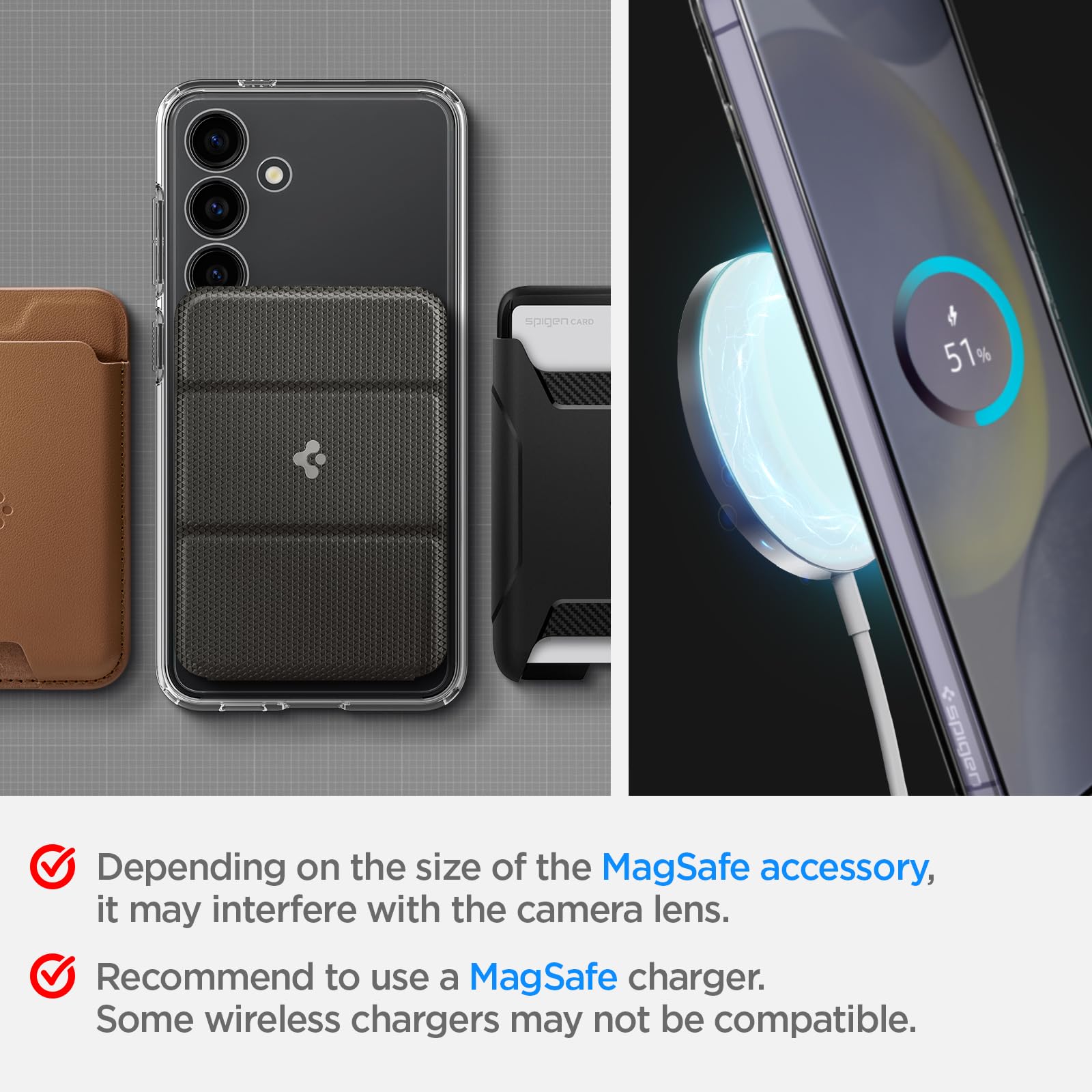 Spigen Slim Armor MagFit Hülle für Samsung Galaxy S24, Kompatibel mit MagSafe Zubehör -Metal Slate