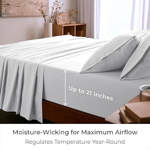 Miniatura 4 de Mellanni Juego de sábanas tamaño King, 6 piezas, colección icónica, (incluye 4 fundas de almohada), bolsillo extra profundo de 21 pulgadas, fácil