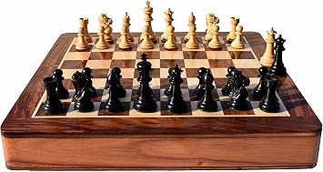 The Chess Empire- Kings Bridle Complete Luxury Wood Complete Chess Set Boxwood & Ebonized 3" King Weighted Chess Pieces with 16" Chess Board Complete Staunton Chess Set