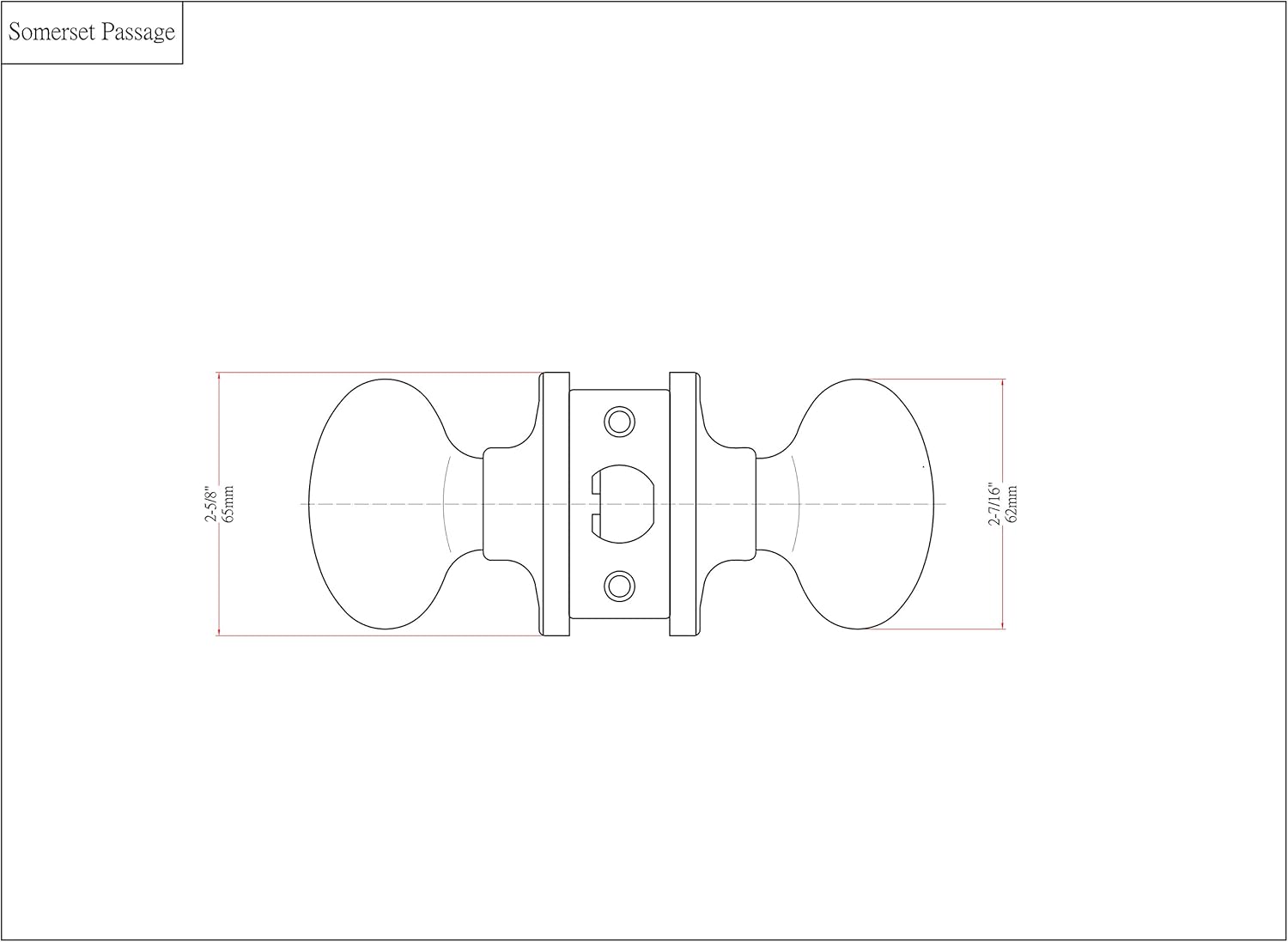 Designers Impressions Somerset Design Black Passage Door Knob (Hall and Closet)