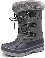 Vista 1 de DREAM PAIRS Botas de nieve de invierno con forro de piel sintética para niños y niñas