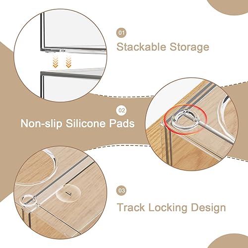 Miniatura 6 de Cajones de almacenamiento apilables transparentes, paquete de 2 organizadores de maquillaje acrílico para suministros de belleza, contenedores de