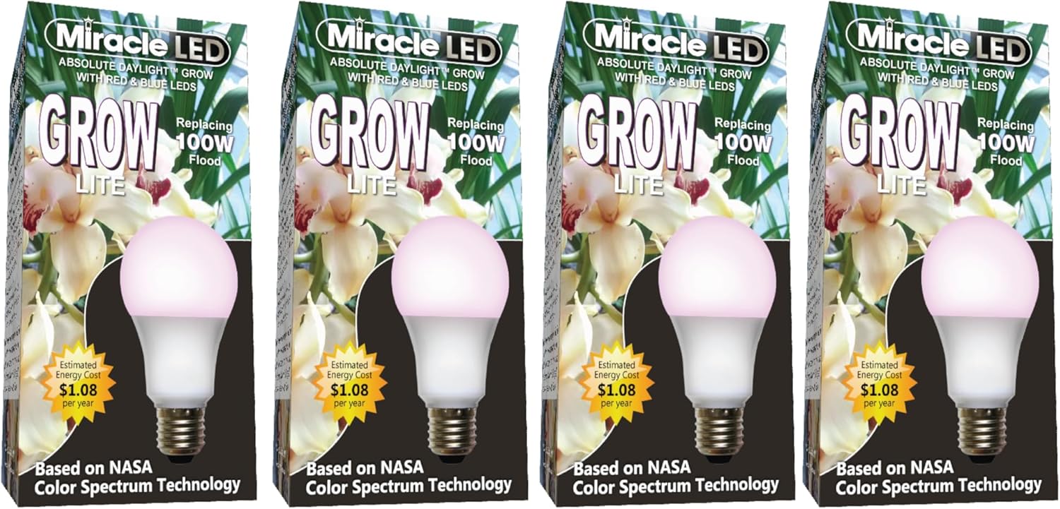 Miracle LEDs Purple Spectrum Absolute Daylight Grow Light Bulbs (4-Pack)