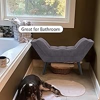 Vista 44 de Andeworld Banco de cama tapizado copetudo, taburete otomano de entrada, banco otomano de dos plazas (gris oscuro)