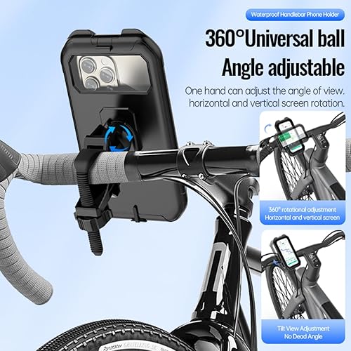 Miniatura 3 de Soporte de teléfono para bicicleta con rotación de 360, resistente al agua con cubierta para pantalla táctil y funda absorbente de golpes para