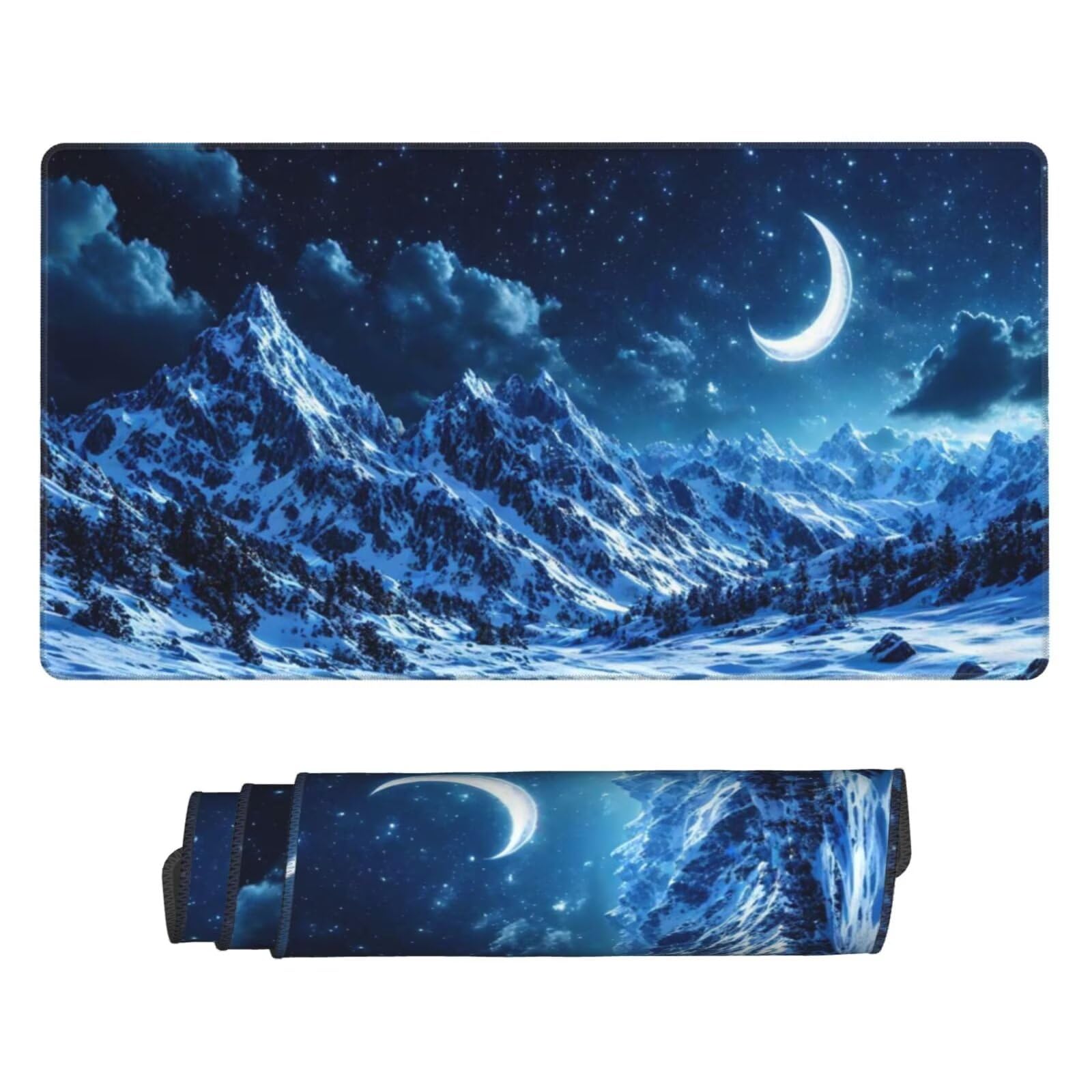 Gamingowa podkładka pod mysz XXL 1200 x 600 mm, niebieska podkładka pod mysz, duża, 120 x 60 cm, rozszerzona podkładka na biurko, akcesoria gamingowe z przyszytymi krawędziami dla poprawy precyzji i