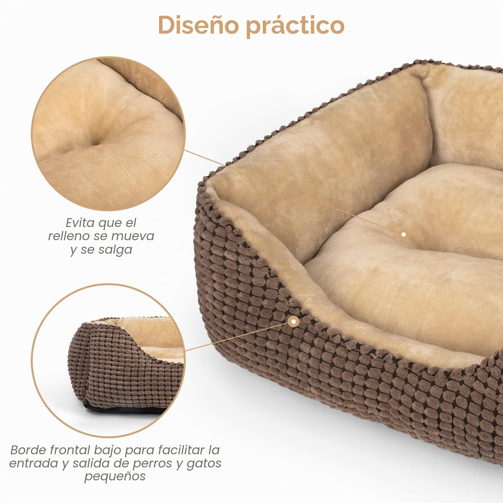 JOEJOY Cama para Perros Medianos, Cama Perro Lavable, Esponjosa, Antideslizante, Suave y Cómoda para Perros Pequeños Medianos y Gatos, 63x53x20cm