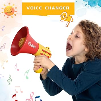 Rechargeable Voice Changer for Kids, Megaphone for Kids, Voice Changing Device Recorder Include 4 Songs for Boys & Girls Ages 3+ Years Old and Up Birthday Gifts Noisy Toys for Boys and Girls