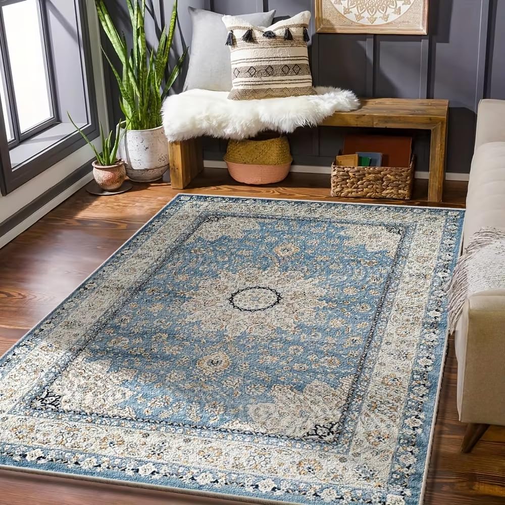 Tapis de sol bleu antidérapant 150x200 cm lavable pour éviter les glissades au bureau