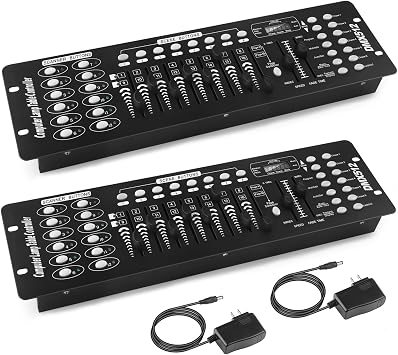 DMX Controller, 192 Channel DMX 512 Light Controller DMX Console Stage Light Controller Panel Use For Editing Program Of Stage Lighting Runing for DJ, Shows, Party, Bar, Disco - 2Pcs