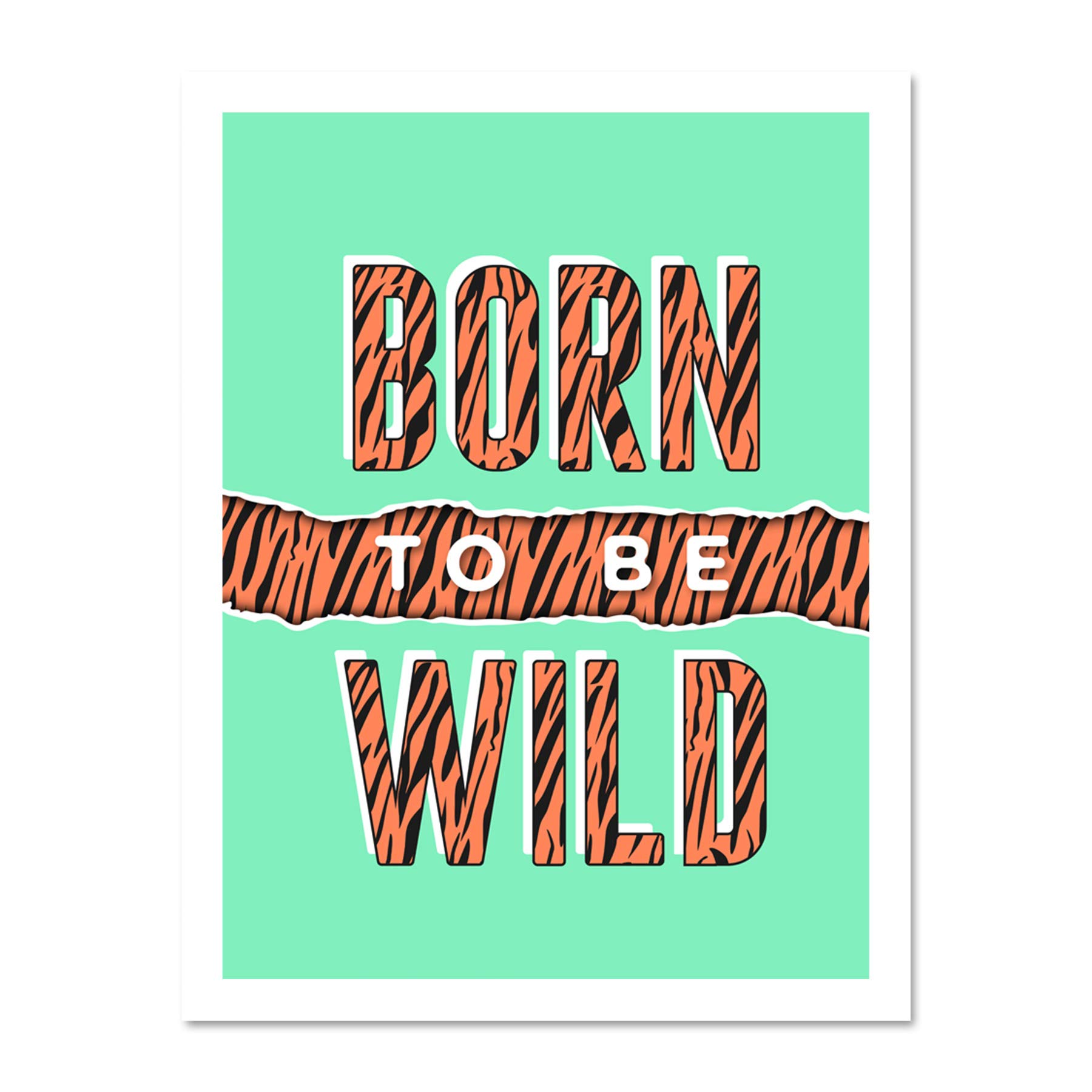 Wee Blue Coo Born To Be Wild Tiger Large Framed Art Print Poster Wall Decor 18x24 inch