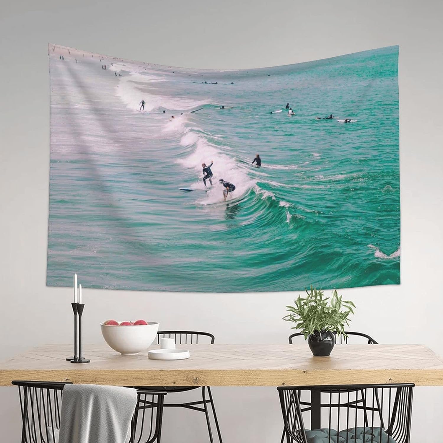 PUOJIEAT Gobelin ścienny surfing wiszący ocean 3D gobeliny dekoracje ścienne tkanina z mikrofibry do domu salon sypialnia 240x260 cm 1032-GT