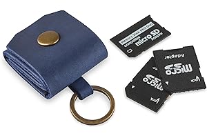 Leather Memory Card Organizer Keychain for Travel