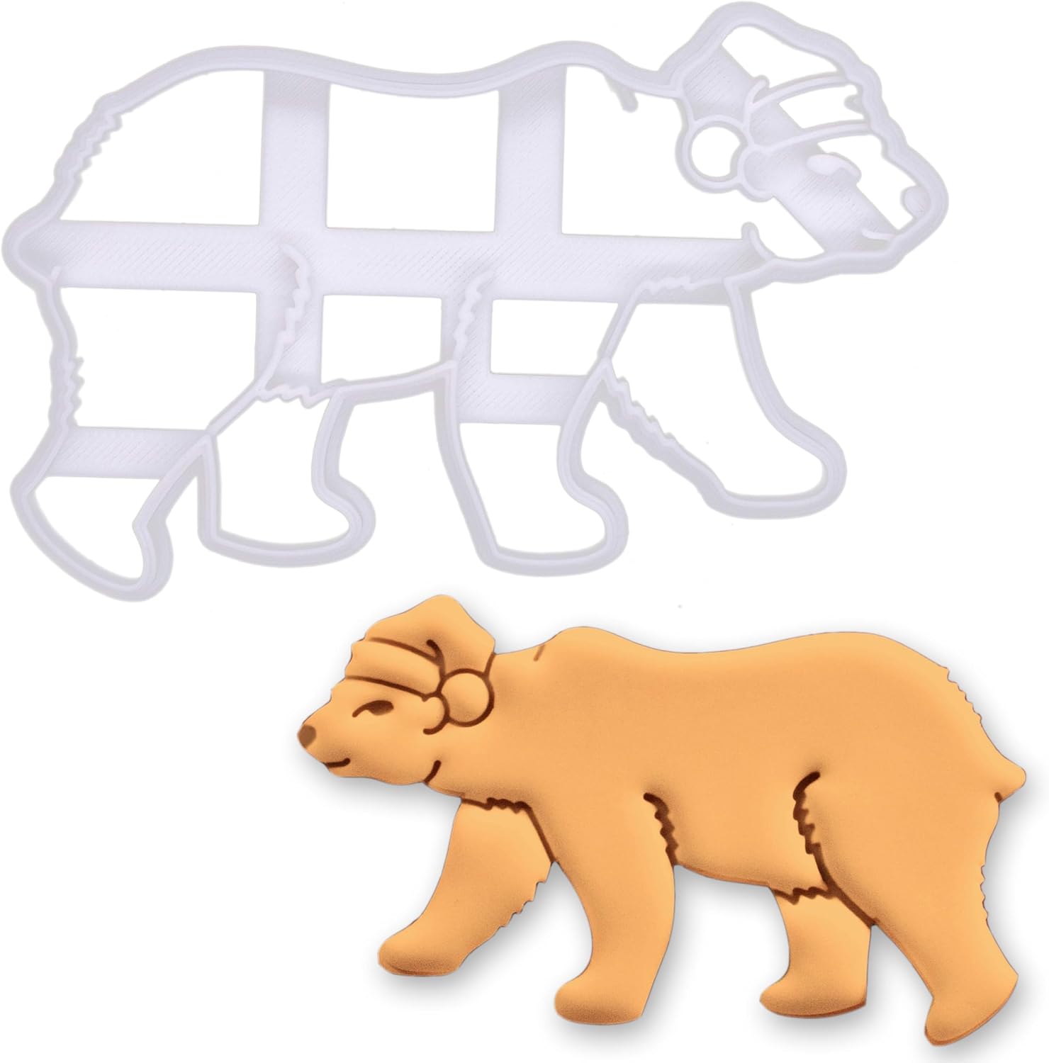 BAKERLOGY Christmas Polar Bear with Santa Hat Cookie Cutter – Cute Winter Cookie Mold for Arctic Animal Lovers & Holiday Baking