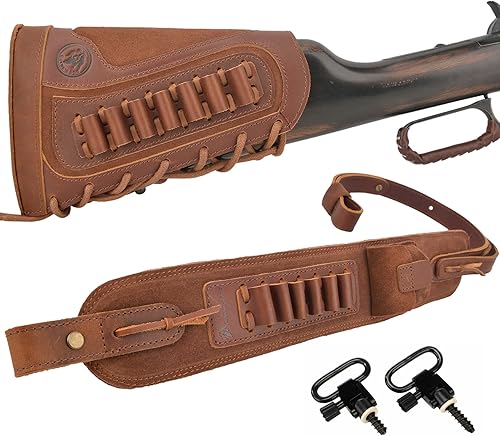 Miniatura 1 de WAYNE'S DOG 1 juego de funda de cuero para rifle con eslinga de pistola para cazador zurdo o diestro