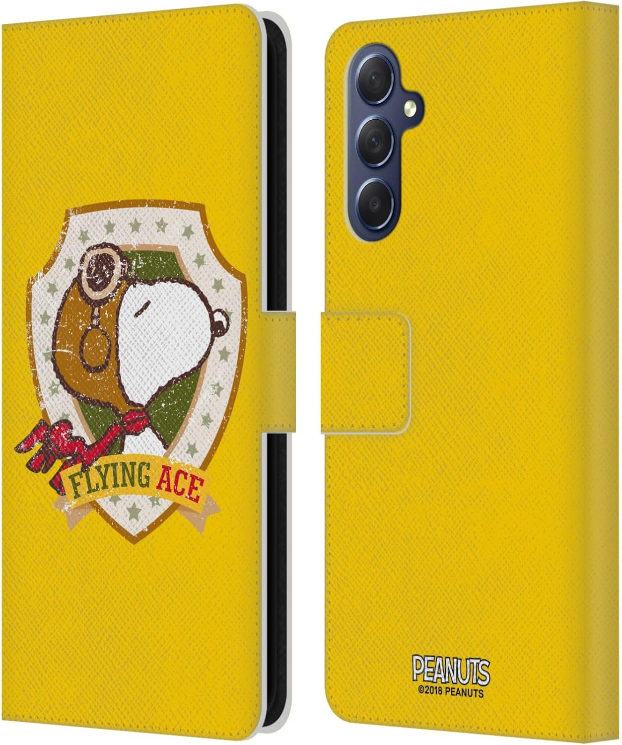 Head Case Designs Officially Licensed Peanuts Flying Ace The Many Faces of Snoopy Leather Wallet Case Compatible with Samsung Galaxy M54 5G