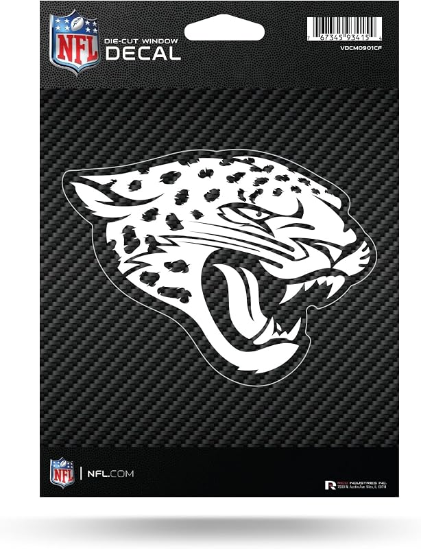 Adesivo decorativo Rico Industries Jaguars em vinil com efeito fibra de carbono, recorte especial, 17,8 x 12,7 cm