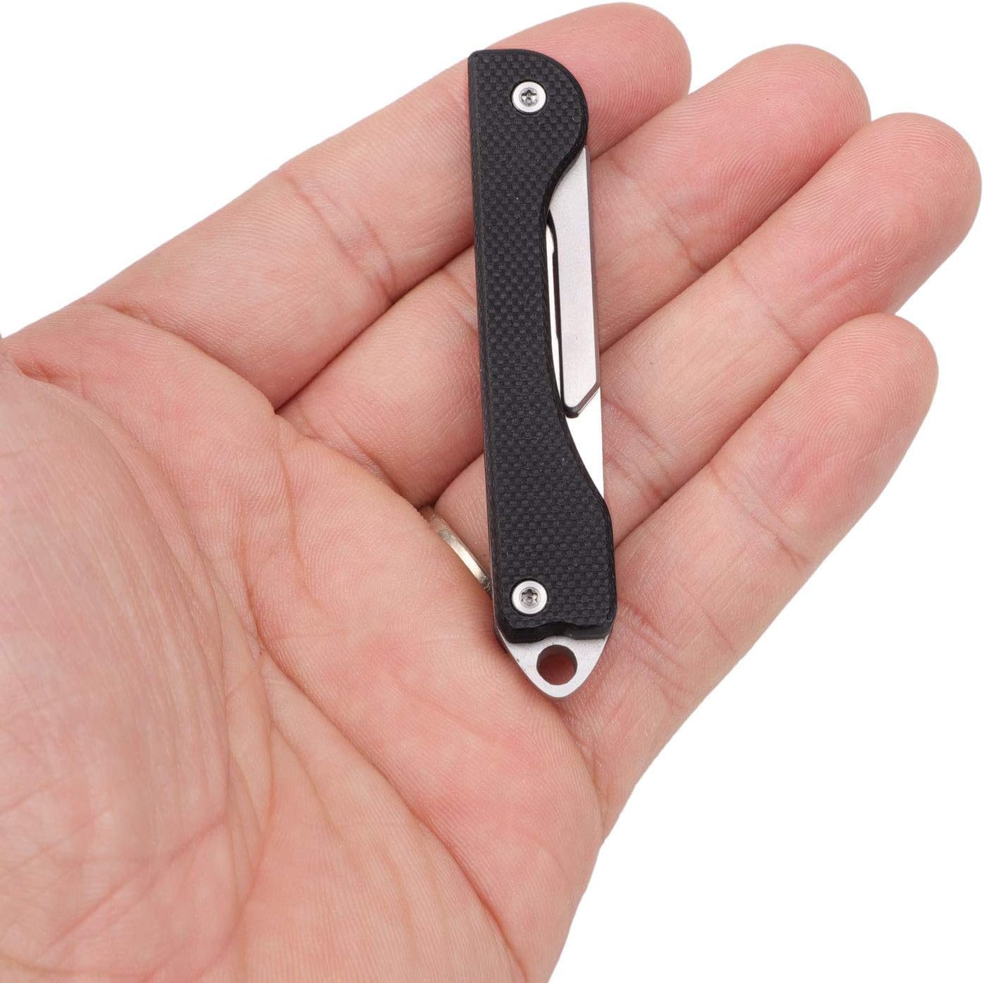 Samior S12 Mini SlipJoint Scalpel Folding Pocket Knife with 10pcs #11 Replaceable Blade, Black G10 Handle Utility EDC Keychain Knife for Box Cutting, Crafting 0.5oz