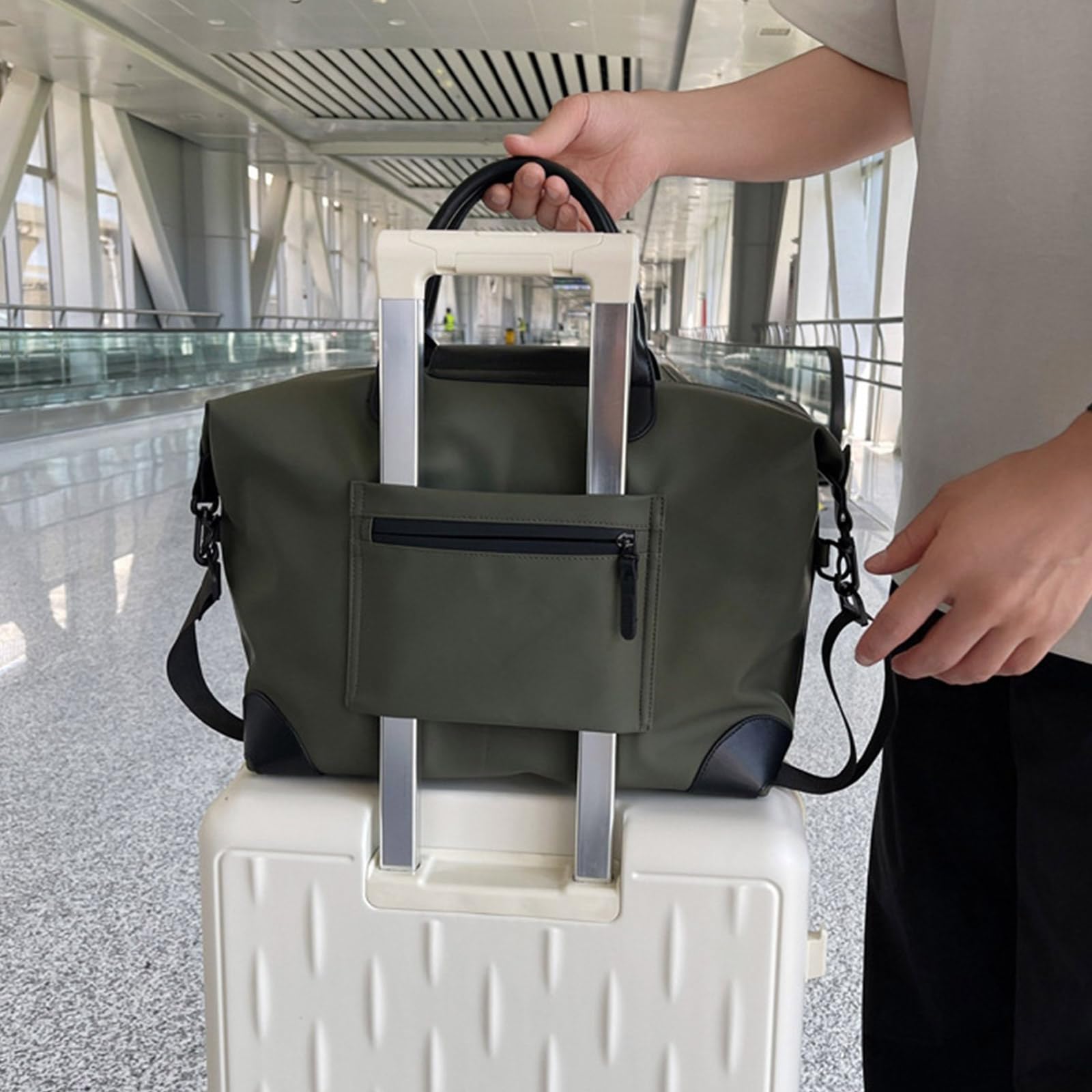 Borsa da palestra da viaggio di grande capacità, in pratico tessuto Oxford con scomparti multipli, fodera impermeabile per gli appassionati di fitness, cachi