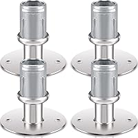Vista 1 de Dunzy Pies con bridas de acero inoxidable para muebles de 3 1/2 pulgadas de diámetro, patas de mesa ajustables, base redonda, patas ajustables