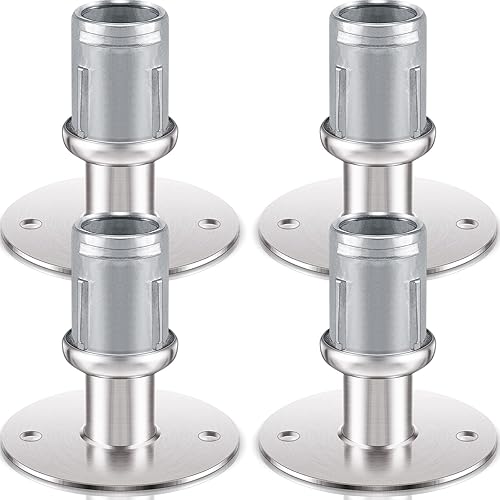 Dunzy Pies con bridas de acero inoxidable para muebles de 3 12 pulgadas de diámetro, patas de mesa ajustables, base redonda, patas ajustables para