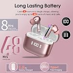 Ecouteurs sans fil, 2026 Bluetooth 5.3 Casques sans fil avec HiFi Stéréo et ENC Le bruit annule Mic, 48H dans les écouteurs d'oreille LED Affichage numérique, IPX7 Bouds d'oreilles, Contrôle de toucher, Android iOS, Rose