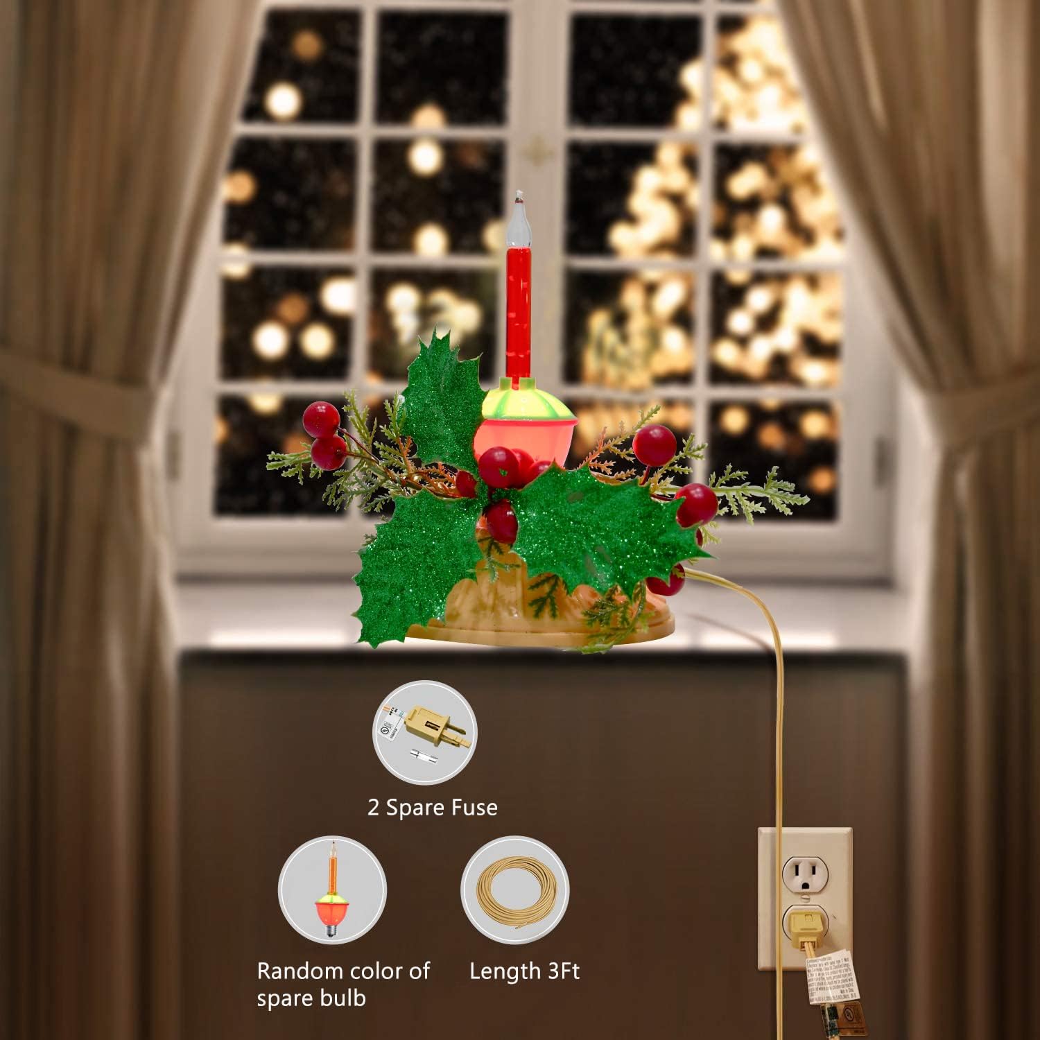 GOOTHY 1 Light Christmas Bubble Window Candle Lamps, Plug in Electric Candles with 2 Multicolor Bubble Light(1 Spare), E12 Base, 5 W Bubble Lights Candles for Party Home Centerpieces Christmas Decor