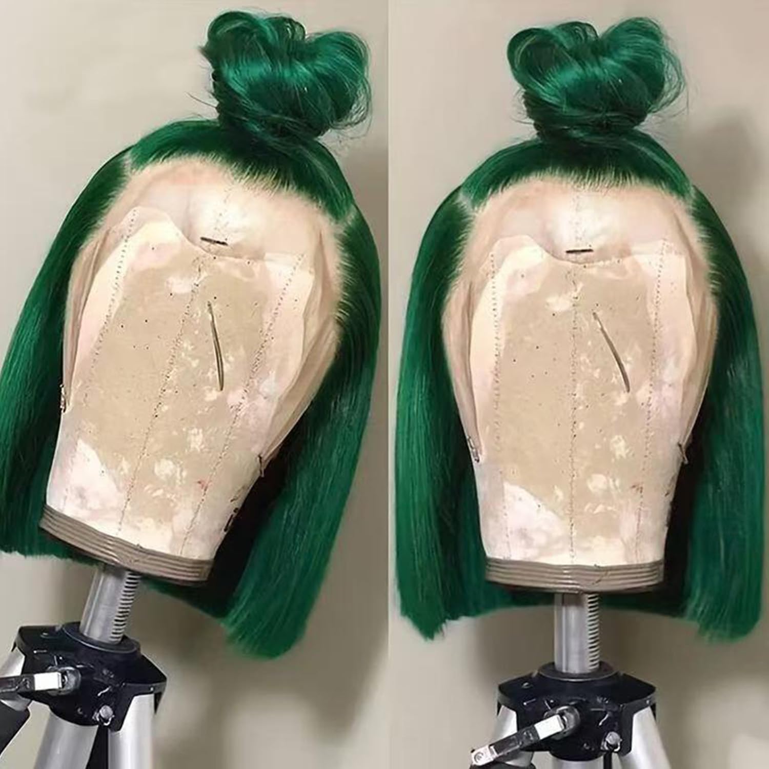 Green Bob Wig Human Hair Lace Front Wigs 13x4 Transparent Lace Short Bob Brazilian Virgin Human Wigs for Women 180% Density Natural Hairline with Baby Hair(12 Green)